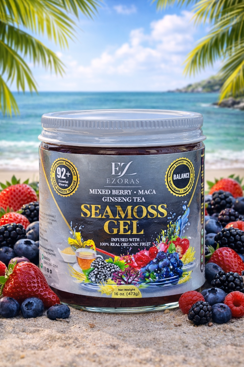 Balance SeaMoss Gel | Mixed Berry, Maca, Ginseng Tea